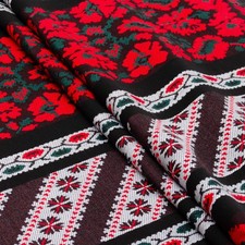 Ukrainian Decorative woven Tablecloth Red Black Rustic Borshchiv style pattern picture