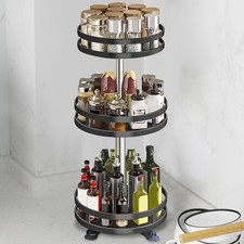 3 Tier Lazy Susan Spice Rack Metal Rotating Turntable Adjustable Height Organize picture