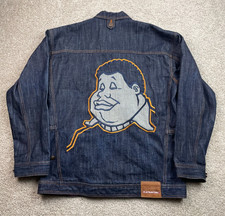 VTG Platinum FUBU Jacket Mens XL Blue Denim Fat Albert Graphic Hip Hop Embroider picture