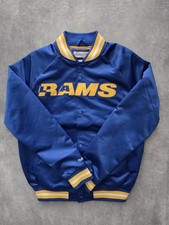 SKU0312 Mitchell & Ness LA Rams Men’s Medium Satin Varsity Jacket Blue Gold NFL picture