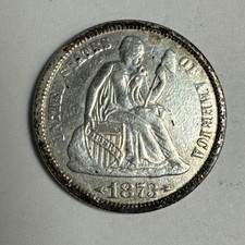 1873 Arrows Seated Liberty Dime XF Details picture