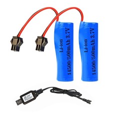 2x 14500 3.7V 500mAh Rechargeable Li-ion Battery w/ Charger for RC Car SM2P Plug picture