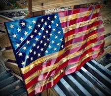 Rustic | American Handmade | Waving Wood American Flag Patriotic Wall Decor Gift picture