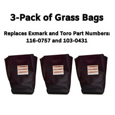 (3PK) Exmark  and Toro Grass Bag Assembly For Vac Baggers PN 116-0757 , 103-0431 picture