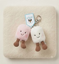 Jellycat Amuseables Pair of Marshmallows Bag Charm Keychain Plush Pink White NWT picture