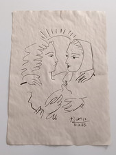 Pablo Picasso Drawing on paper (Handmade) signed and stamped mixed media. picture