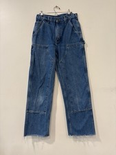 Vintage Carhartt B73 DST Mens 30X29 Faded Blue Double Knee Denim (Cropped) Jeans picture