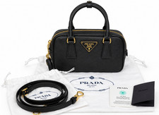 Prada Saffiano Leather Mini Top Handle Shoulder Bag Black NWT  100% Authentic picture