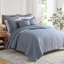 Levtex Home Cross Stitch Chambray Quilt Set Twin 68X86' 1 Pillow Sham 26X20' picture