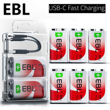 EBL 9V 9 Volt Li-ion USB-C Rechargeable Batteries 5400mWh Lithium Battery  Lot picture