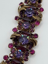 Vintage Juliana Bracelet Venus Flame Purple Pink D&E Gold Tone READ Paper Tag picture