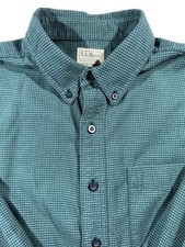 L.L Bean Men’s Blue And Green White Check  Cotton/polyester Button Large Reg picture