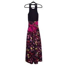 Moulinette Soeurs Anthro Size 4 French Fields Floral Dress Gown Whimsy Pink Bow picture
