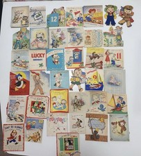 Vintage 1940-45 WWII Birthday Greeting Card Lot 45+ Kids Animal Die Cut Ephemera picture