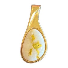 14K Yellow Gold Teardrop Oracal Pendant Gold Quartz picture