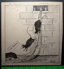 Vintage 1940/50s Rats Escape Prison Original Political Art picture