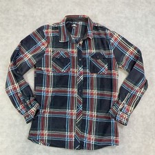 O'Neill Shirt Mens L Blue Plaid Fleece Long Sleeve Button Up Superfleece Top picture