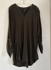 Lildy Roll Up Sleeve Tunic Olive Green Size L-XL picture