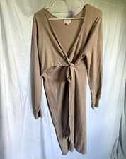 Maternity Isabel by Ingrid & Isabel Women's Wrap Dress XL Beige Knit V-Neck  picture