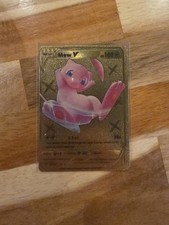 Mew V Gold Pokémon Card Full Art Rare Textured Collectible picture