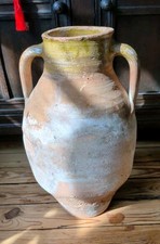 Antique 1760-1880 Mediterranean Orza Green Glaze Earthenware Olives/Oil Jar  picture