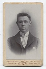 CDV EARNEST LOOKING YOUNG MAN WITH A HIGH COLLAR. SHEERNESS, ENGLAND. picture