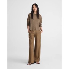 Madewell The Zoe Relaxed Straight Pant Brown 100% Linen Plus Size 22 NZ252 NEW picture