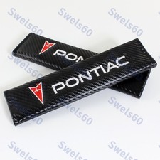 Black Carbon Fiber Look Embroidery For PONTIAC Seat Belt Cover Shoulder Pads X2 picture