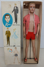 RARE T.M. 1960 BARBIE BOYFRIEND BLONDE FLOCKED HAIR KEN DOLL #750 W ORIGINAL BOX picture