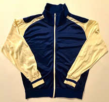 Vintage 70s 80s Colorblock Track Jacket Men’s M Navy Blue Cream Full Zip Korea  picture