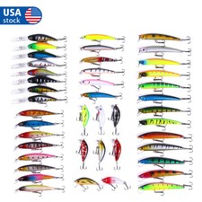 43PCS Lot Mixed Minnow Fishing Lures Hard Bait Crankbaits Bass Hooks Tackle picture