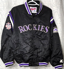 Vtg 90s Colorado Rockies Starter Diamond Collection Satin Bomber Jacket Size XL picture