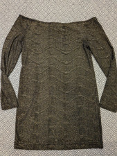 BCBG Generation Black Gold Metallic Party Dress Size L Cocktail Evening NYE picture