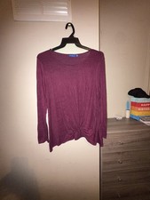 Apt. 9 Women's Long Sleeve Knot Front Top Burgundy Size XXL picture