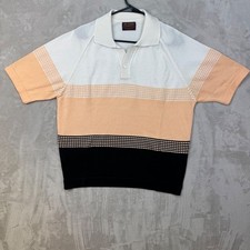 Vtg 60s Van Heusen Coleseta Knit Polo Shirt L Mod Rockabilly Colorblock Atomic picture