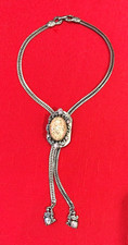 Vintage Selro Selini Bolo Style Necklace pink Confetti Lucite Cabochon Unsigned picture
