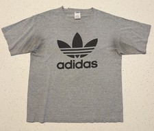 Vintage Adidas T-shirt Made In USA Grail Spellout Size L Double Print Thrashed picture