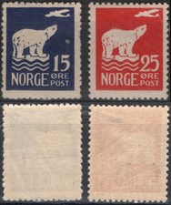 B10-4 Norway 1925, NK 134+136, Polar Bear, MI 113+115, SC #108+110. picture