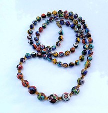Vintage 50'S Venetian Glass Beads Moretti Millefiori Necklace 38