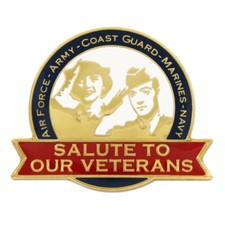 PinMart's Salute To Our Veterans Man and Woman Patriotic Lapel Pin picture