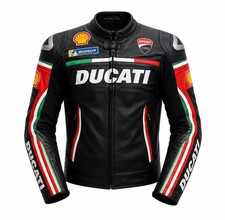 Ducati Corse MotoGP Leather Motorcycle Jacket – CE Approved Racing Biker Riding picture