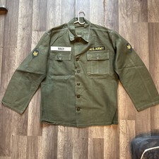 Vintage 40s WW2 HBT M43 US Army Field Jacket Shirt Military Sz M picture