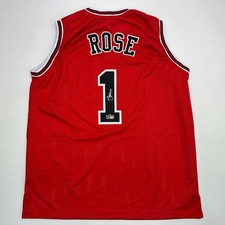 Facsimile Autographed Derrick Rose Chicago Red Reprint Jersey Size Men's XL picture