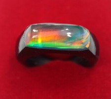 15 MM Natural Fire Opal On Black Onyx Fancy Cut Statement Ring For Men & Women picture