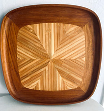 1960s VTG Dansk Quistgaard RARE WOOD Serving Tray 19 inch Square BAMBOO AND TEAK picture
