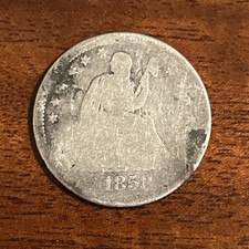 1858 Seated Liberty Quarter 25C Philadelphia 90% Silver US Coin picture