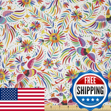 Ambesonne Mexican Fabric By The Yard Colorful Nature Inspired Pattern Birds picture