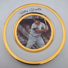 Signed Mickey Mantle Autographed Sports Impressions Plate Auto Signature 1986 picture