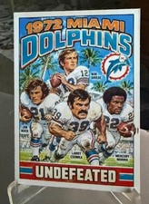 1972 Dolphins Undefeated Caricatures Football Art Card Larry Csonka Bob Griese picture
