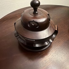 Antique Chinese Censer Lid and Stand Set Pierced Wood Base Incense Burner picture